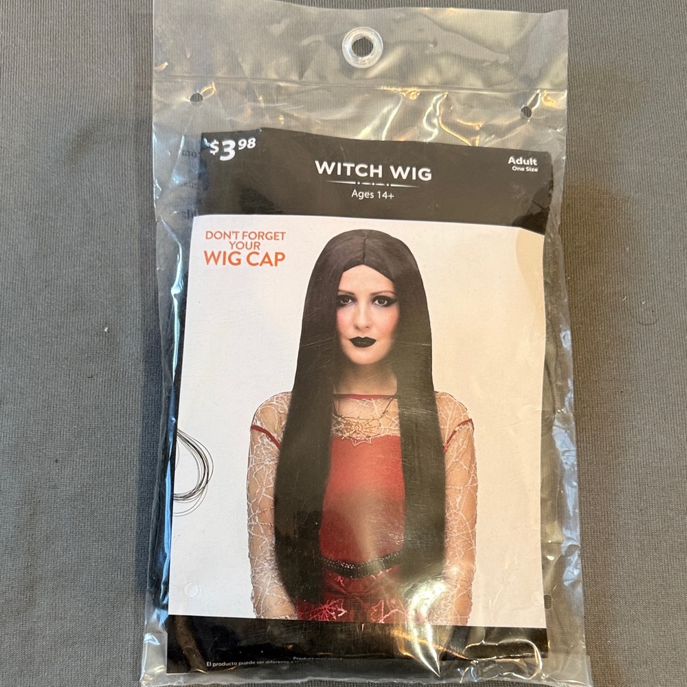 Long Black Witch Costume Wig